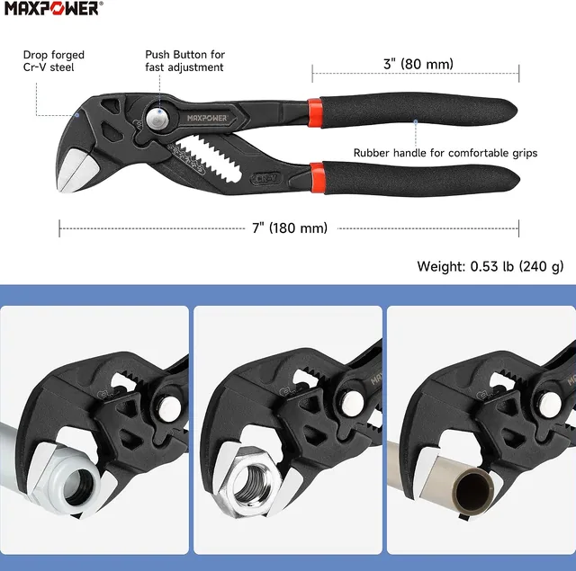 7-inch Pliers Wrench: A closer fit, with less repositioning